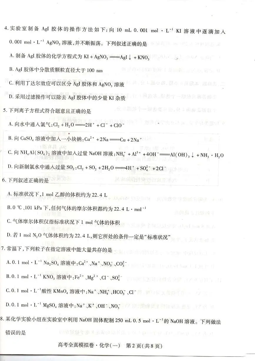 2024届海南省高三全真模拟卷（一）-化学试题（含答案）第2页