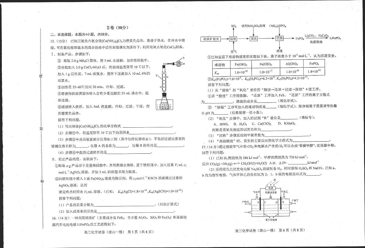 2024届河北省唐山市高三一模试题-化学（含答案）第3页