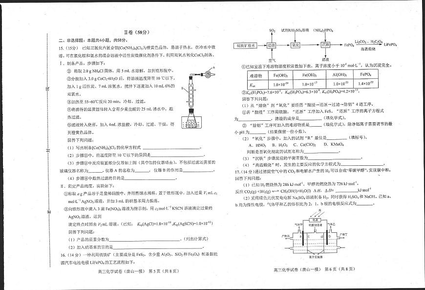 2024届河北省唐山市高三一模试题-化学（含答案）第3页