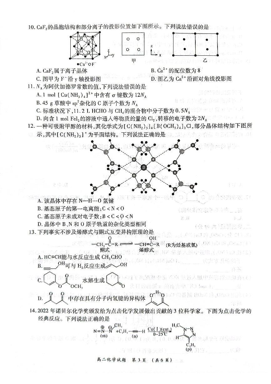 2024届河南省商丘市高二下学期（期末考）-化学试题（含答案）第3页