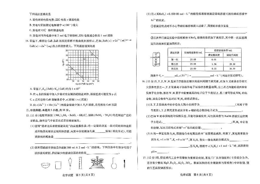 2024届河南天一大联考高三年级阶段性测试（一）化学试卷（含答案）第3页