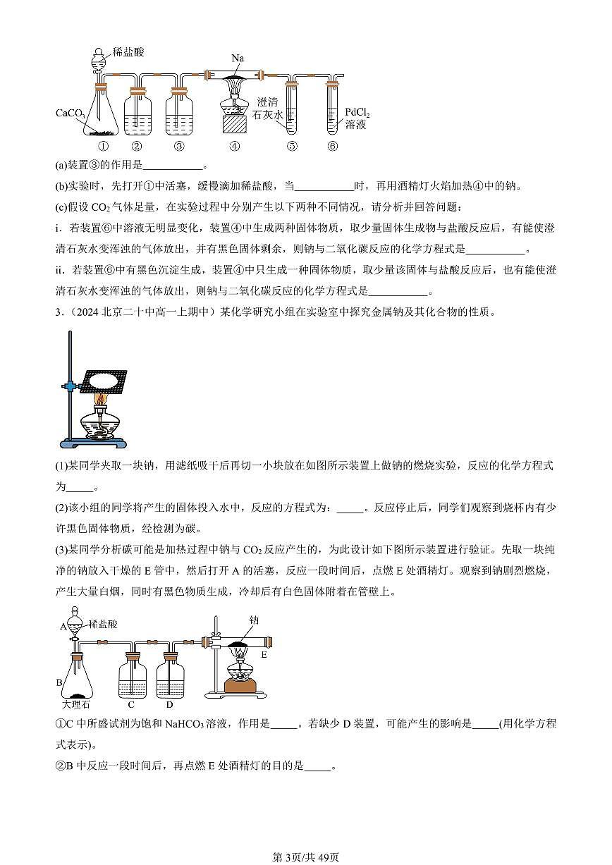2024北京重点校高一（上）期中真题化学汇编：元素与物质世界章节综合（鲁科版）（解答题）1第3页