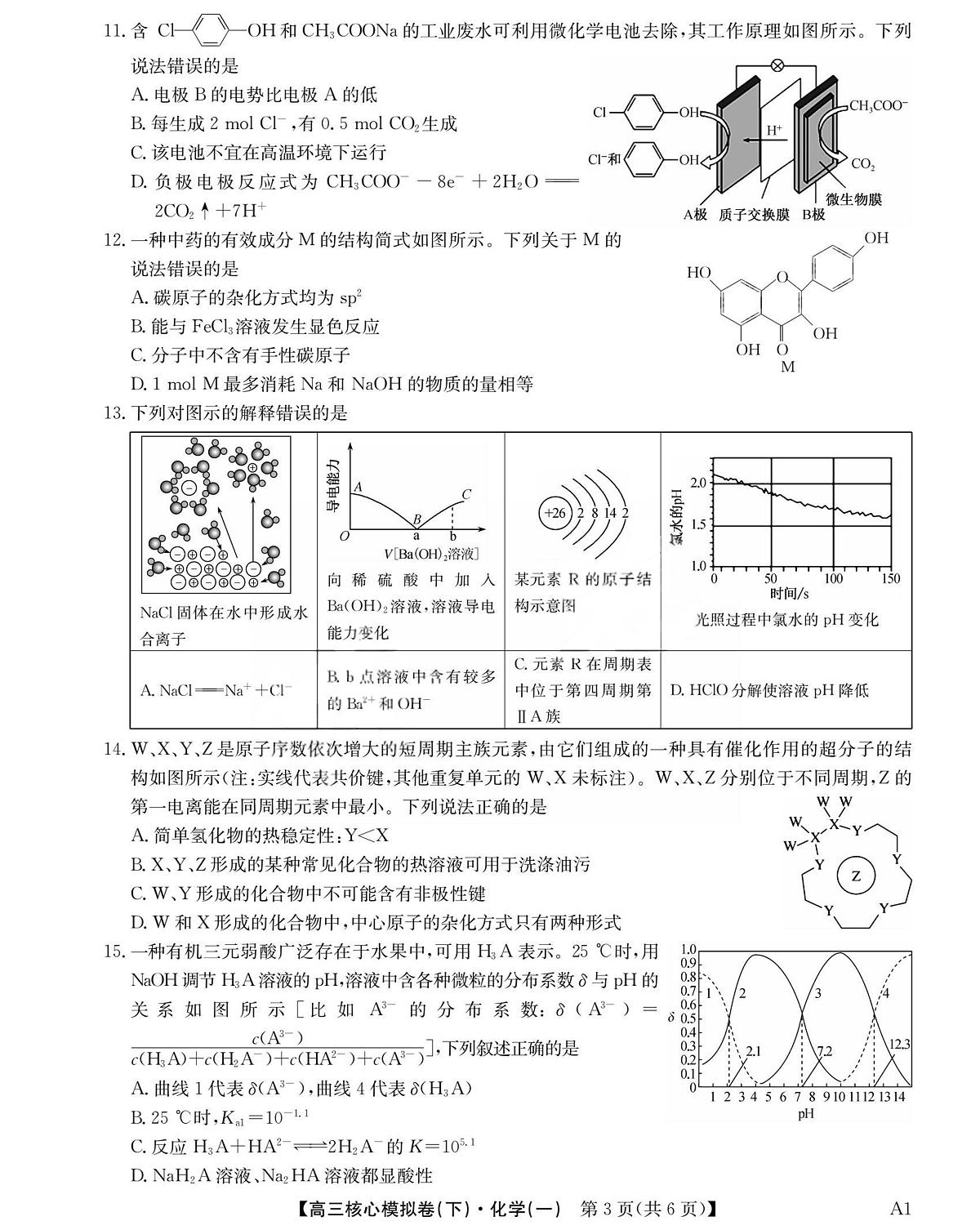 2025届湖北高三下学期核心模拟卷（一）化学试题第3页