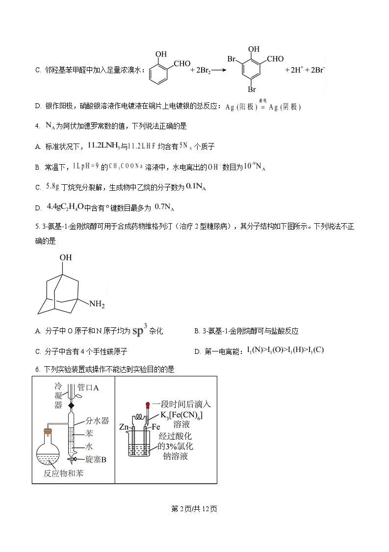 湖北省十一校2025届高三下学期第二次联考 化学试题（原卷版）第2页