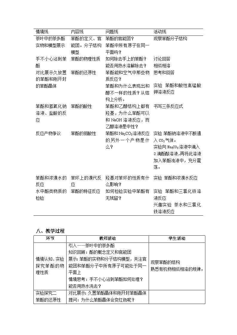 人教版高中化学选择性必修3《3-2-2 酚》教学设计第3页