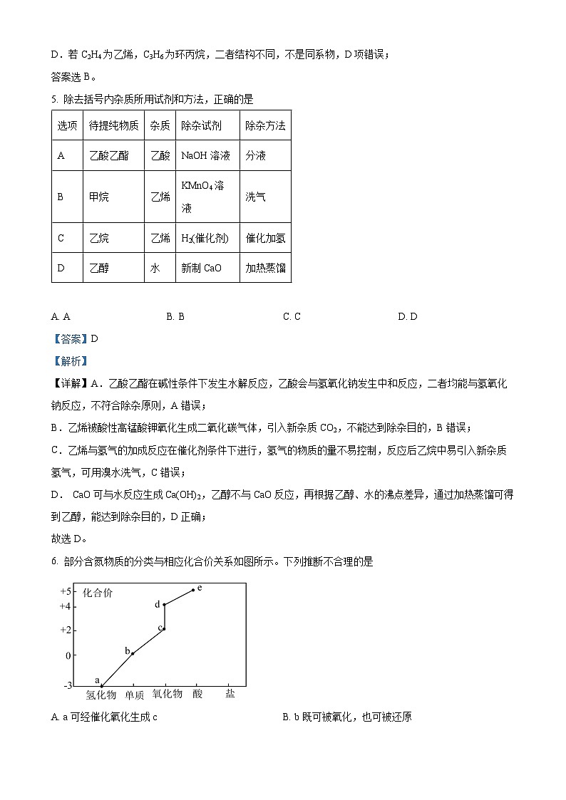 广东省广州市第六中学2023-2024学年高一下学期期中考试化学试题（解析版）第3页