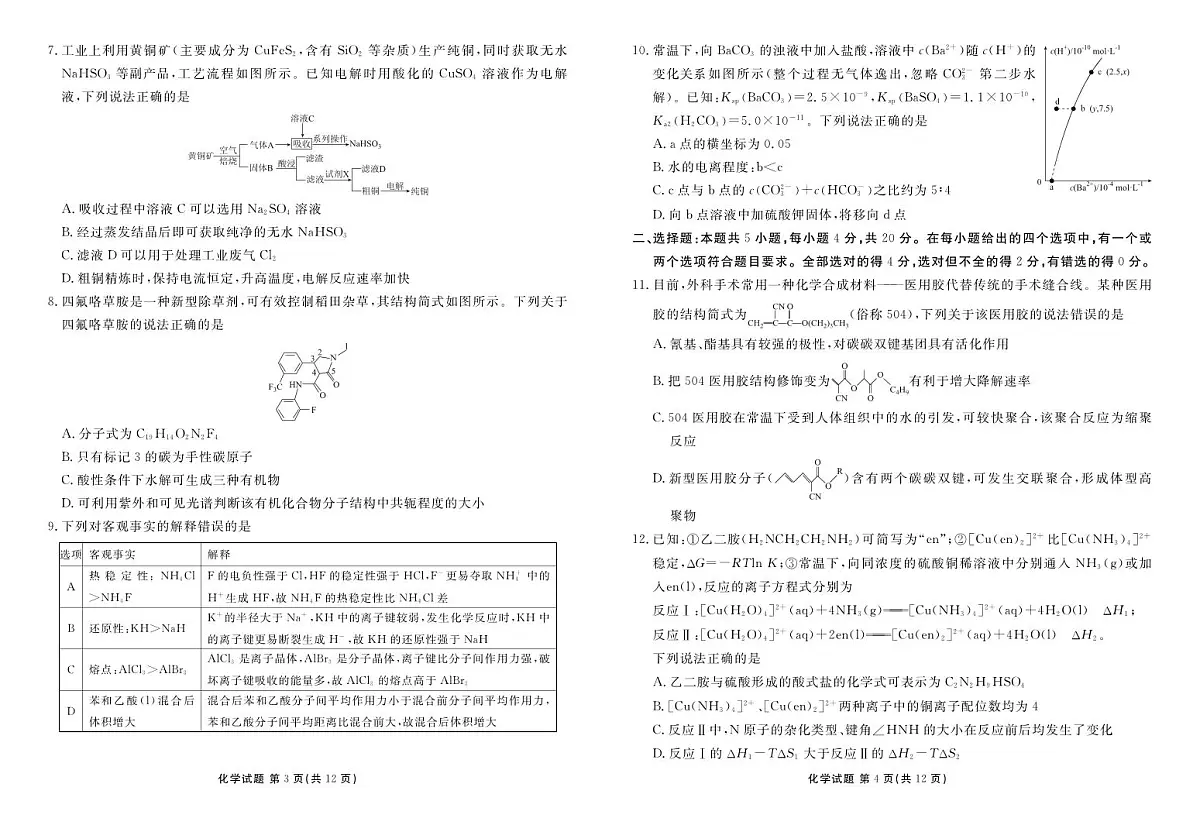 山东省衡水金卷暨德州十校联考2025届高三高考模拟考-化学试题+答案第2页