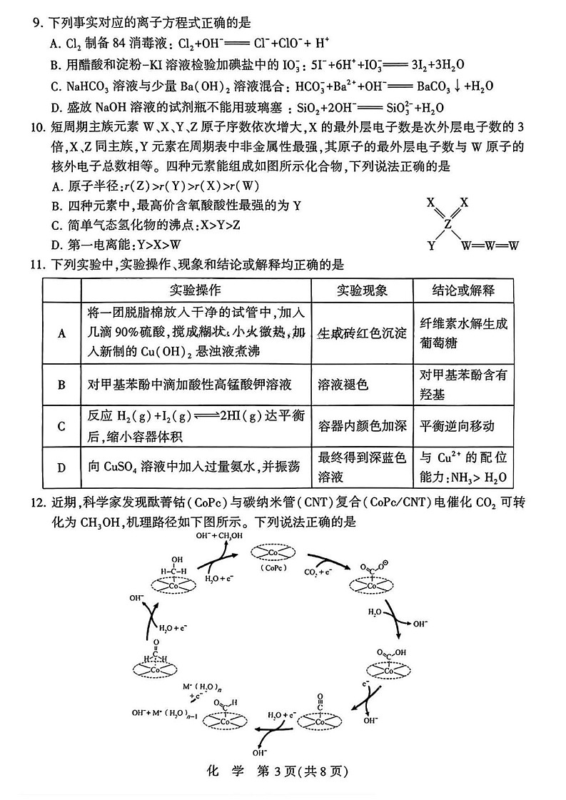 2025届河南省豫西北教研联盟高三10月第一次质检-化学试题（含答案）第3页