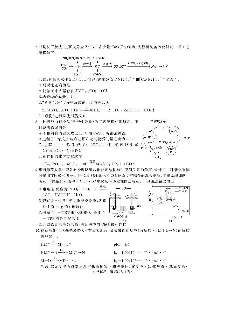 2024届山东省枣庄市滕州市高三上学期期中考试(11月)-化学试题（含答案）第3页