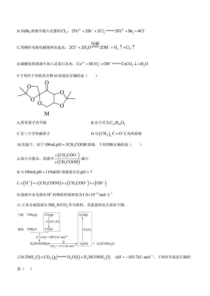 2024届天津市南开区高三下学期一模-化学试卷（含答案）第3页