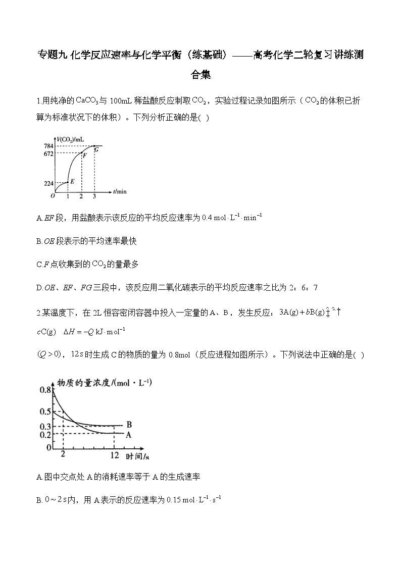 专题九 化学反应速率与化学平衡（练基础）——高考化学二轮复习讲练测合集第1页