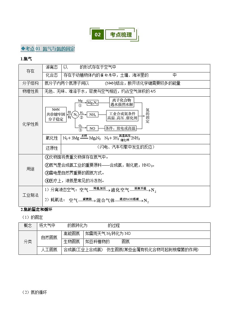 专题02 氮及其化合物 无机非金属材料（考点清单）（讲+练）（原卷版）第2页