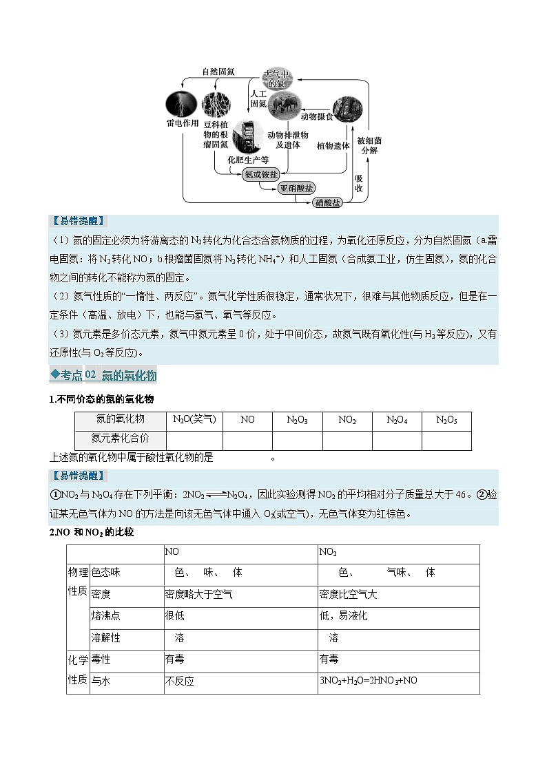 专题02 氮及其化合物 无机非金属材料（考点清单）（讲+练）（原卷版）第3页