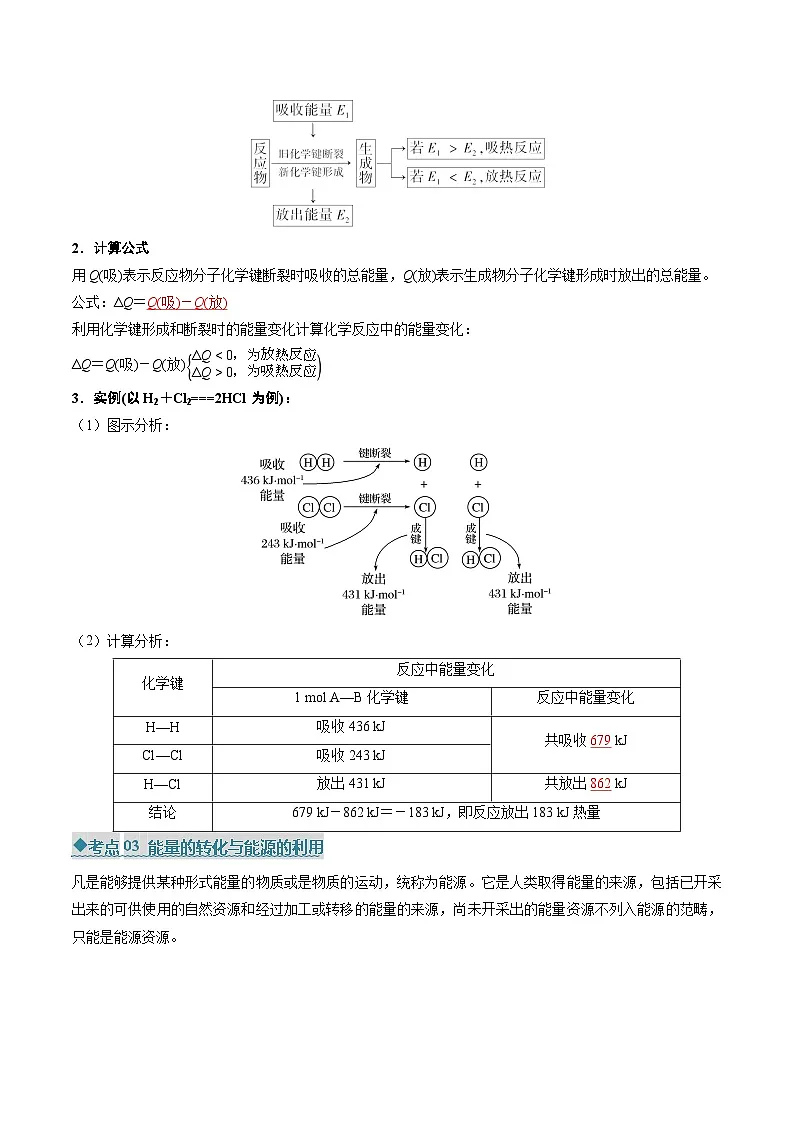专题03 化学反应与能量变化（考点清单）（讲+练）（解析版）第3页