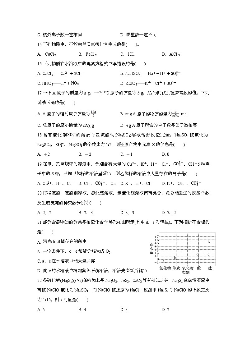 云南省红河州建水第一中学2024-2025学年高一上学期期末考试 化学试题第3页