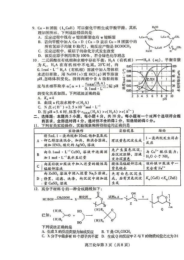 山东省潍坊市2025届高三下学期3月模拟考试化学试卷（含答案）第3页