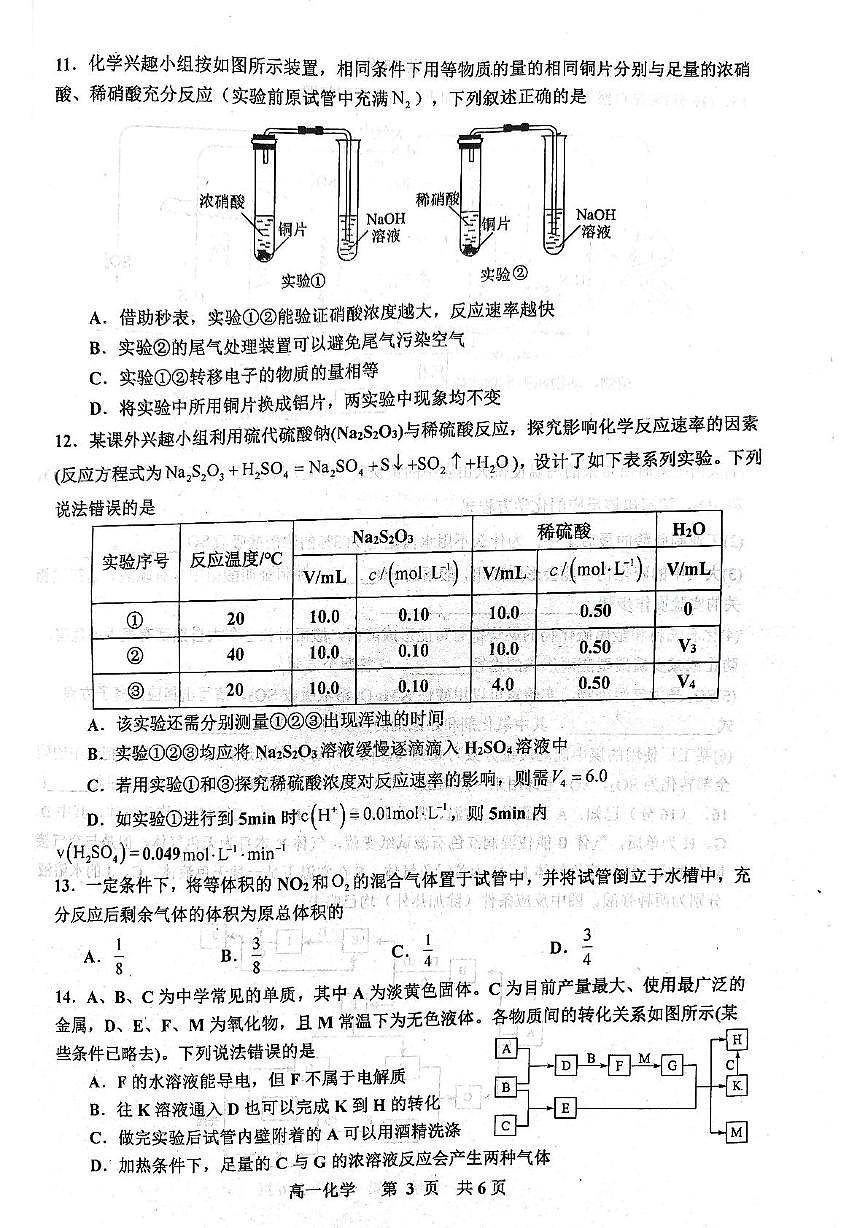 江西省景德镇市2024-2025学年高一下学期4月期中化学试题第3页