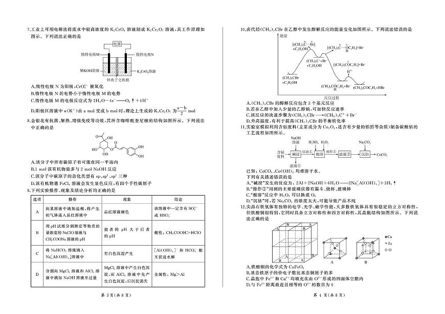 甘肃省部分学校2025届高三下学期4月综合模拟检测化学试卷（含解析）第2页