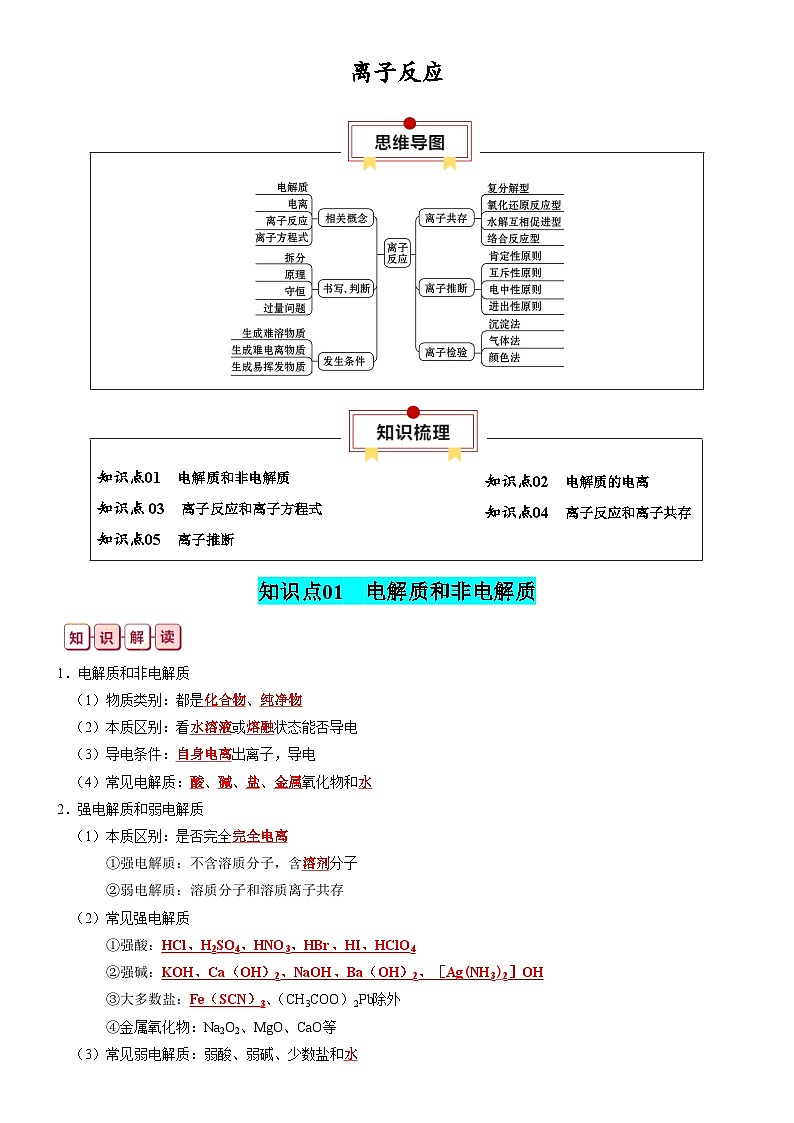 离子反应-高考化学一轮复习知识清单第1页