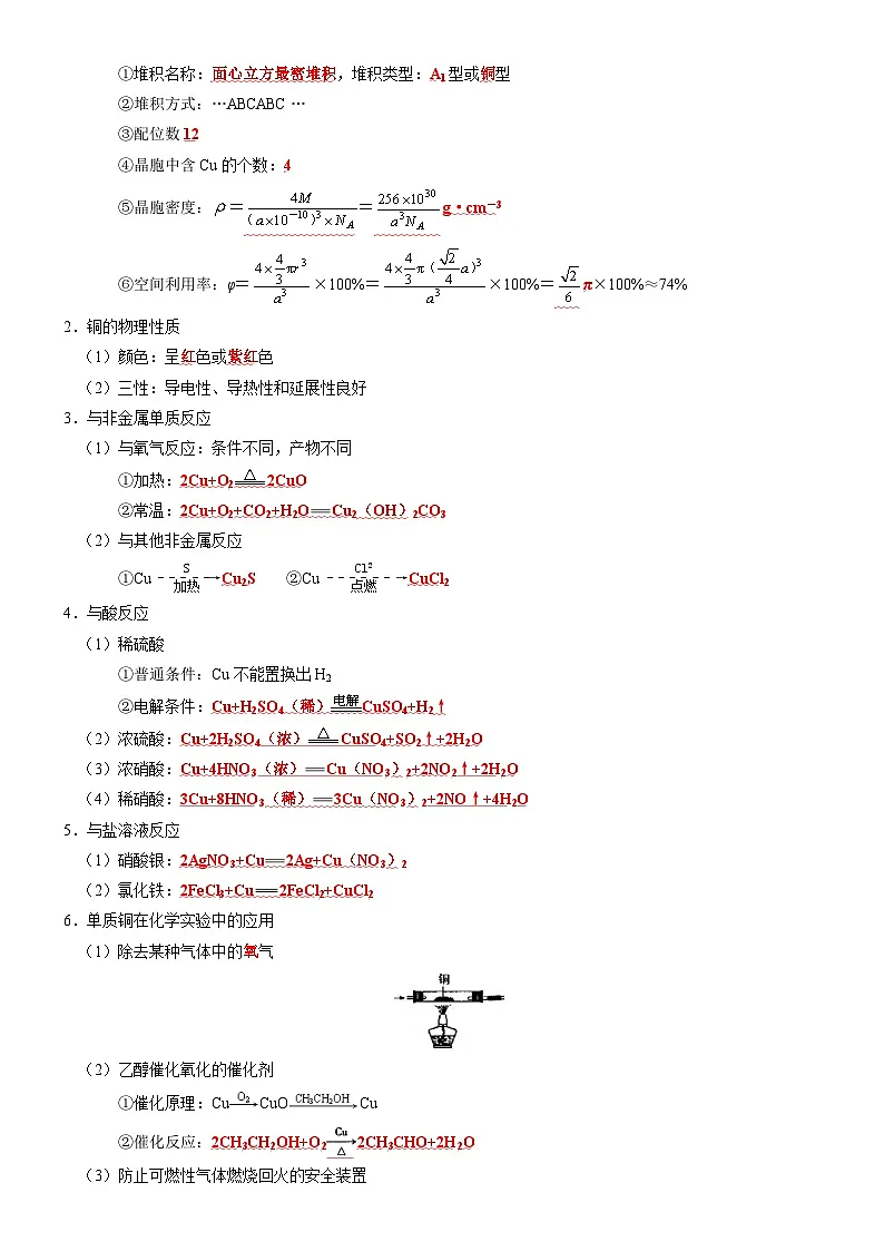 铜、金属材料、金属冶炼-高考化学一轮复习知识清单第2页
