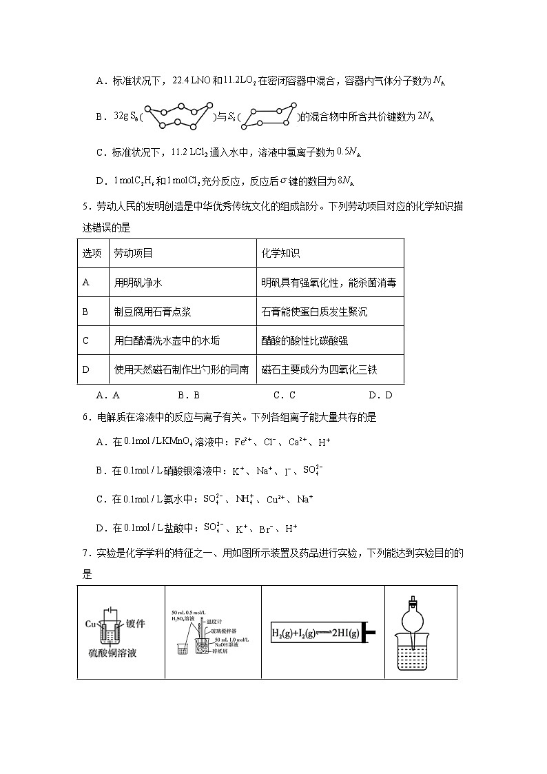 山西省部分学校2025届高三下学期4月模拟考试（省二模）化学试题（无答案）第2页