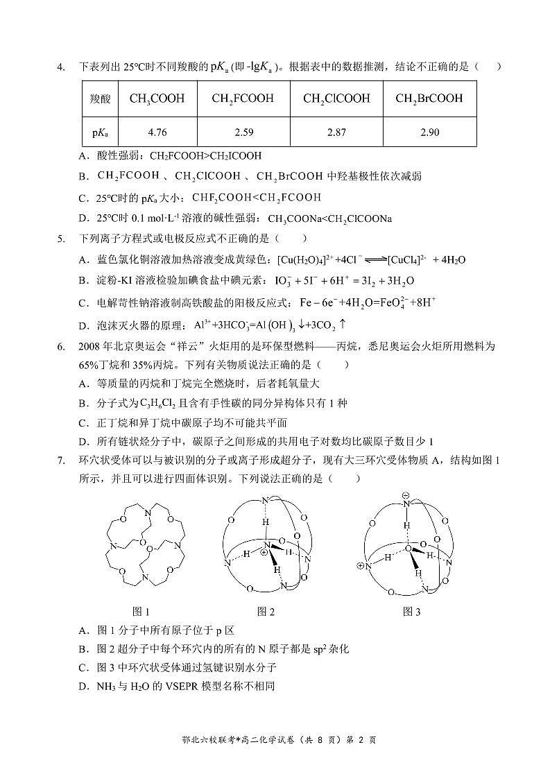 湖北省鄂北六校2024-2025学年高二下学期期中联考化学试题（含答案）第2页