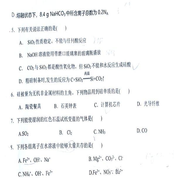 湖北省荆门市京山中学2024-2025学年高一下学期期中考试化学试卷第3页