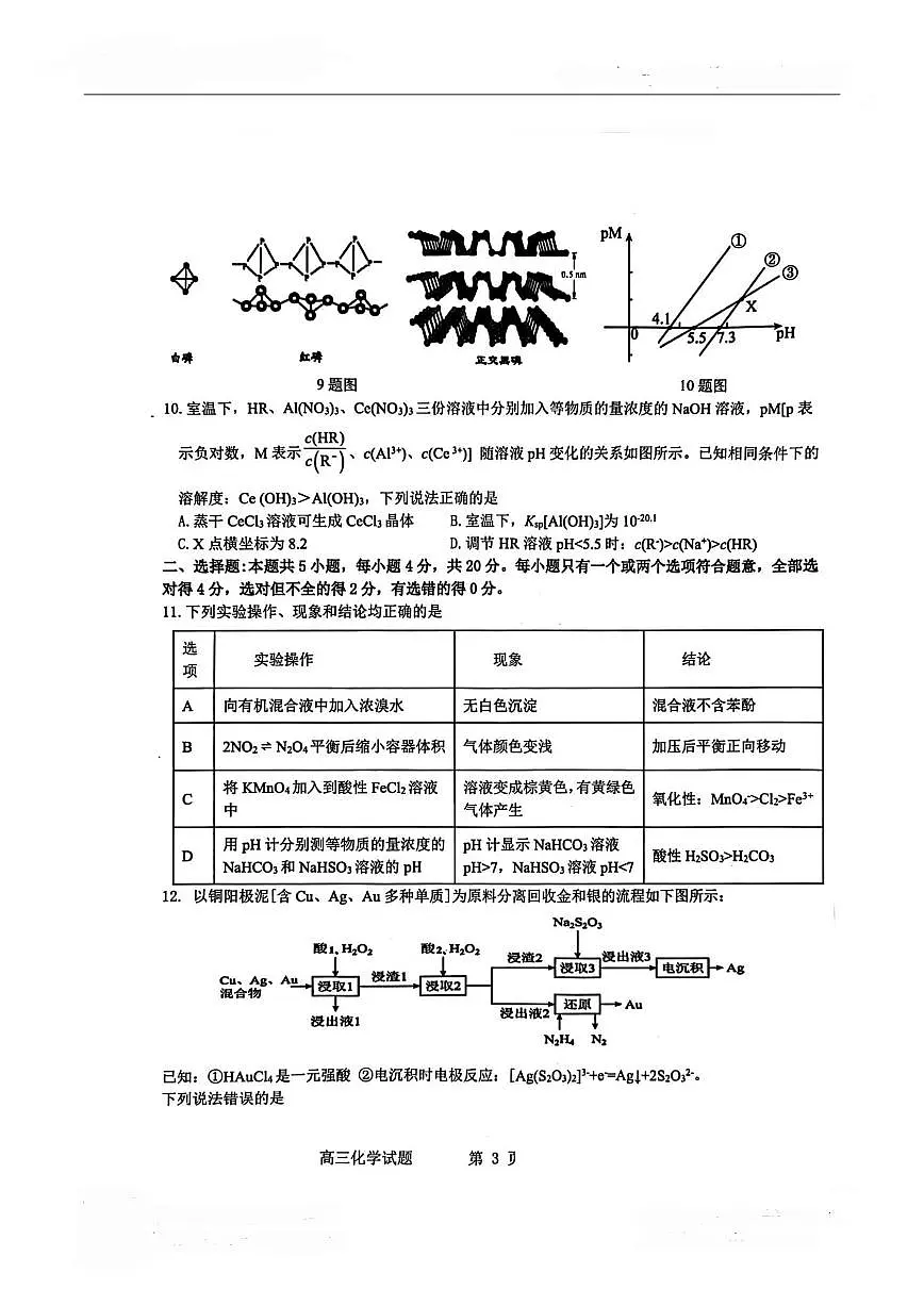 山东名校2025届高三4月校际联合检测化学试题(含答案)第3页