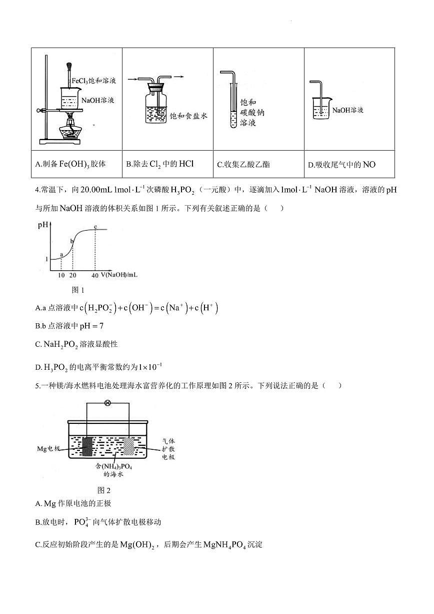 广东省大湾区2023-2024学年高三上学期联合模拟考试（一）化学试卷（含答案）第2页