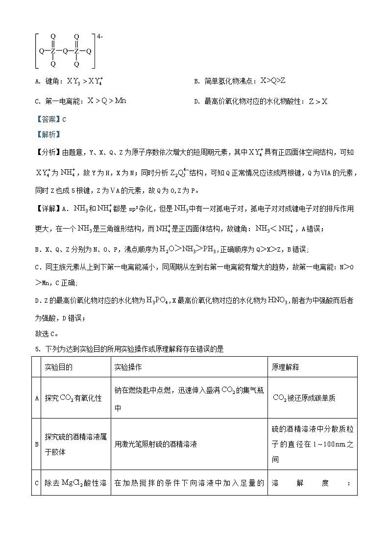 四川省眉山市仁寿县2024届高考化学模拟预测理综试题含解析第3页