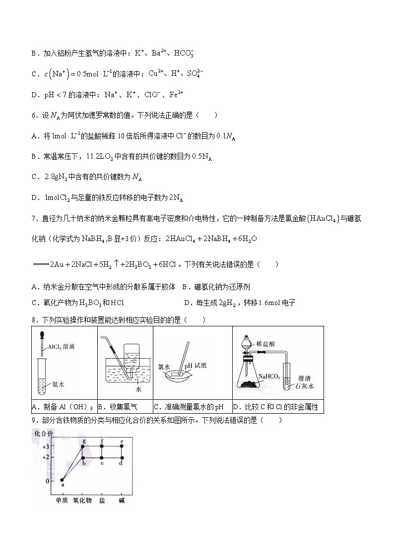 辽宁省县级重点高中协作体2023-2024学年高一上学期期末考试化学试题（含答案）第2页