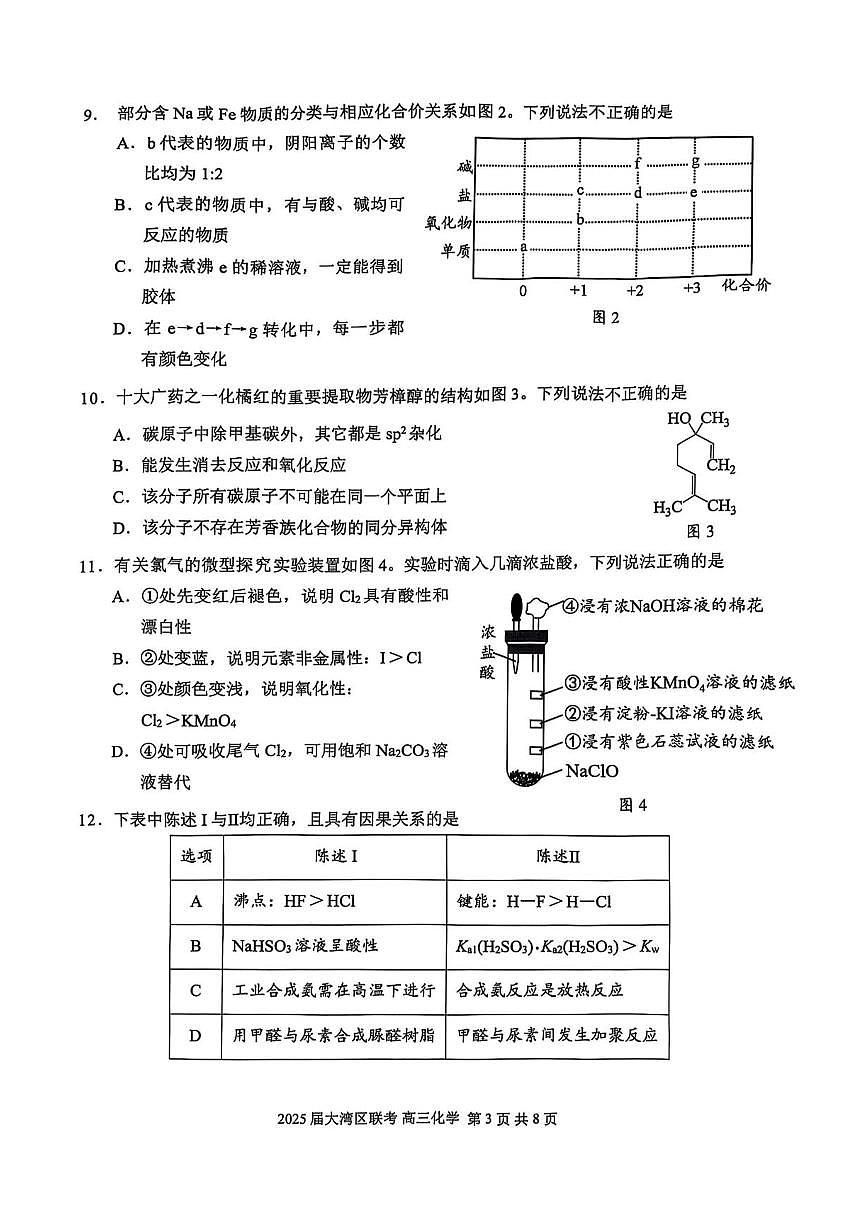 广东省大湾区2025届普通高中毕业年级联合模拟考试（二）化学试卷（含答案）第3页