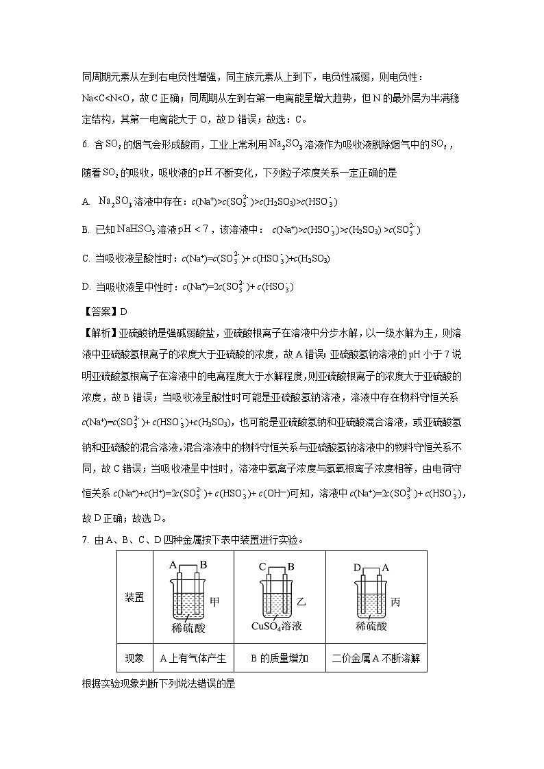 江苏省南京市五校联盟2024-2025学年高二上学期1月期末调研化学试卷（解析版）第3页