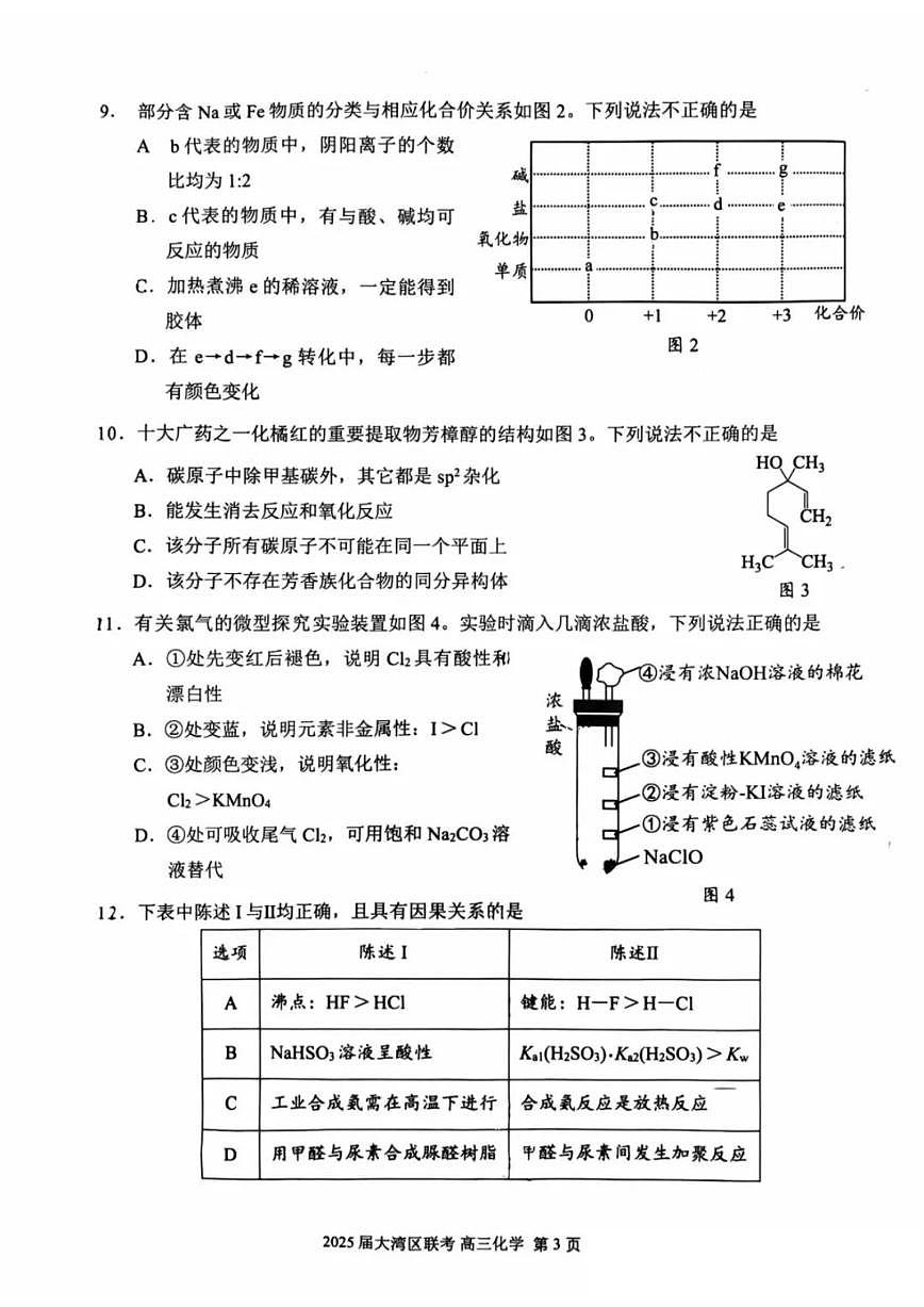 广东省大湾区2025届高高考模拟第二次模拟-化学试题无答案第3页