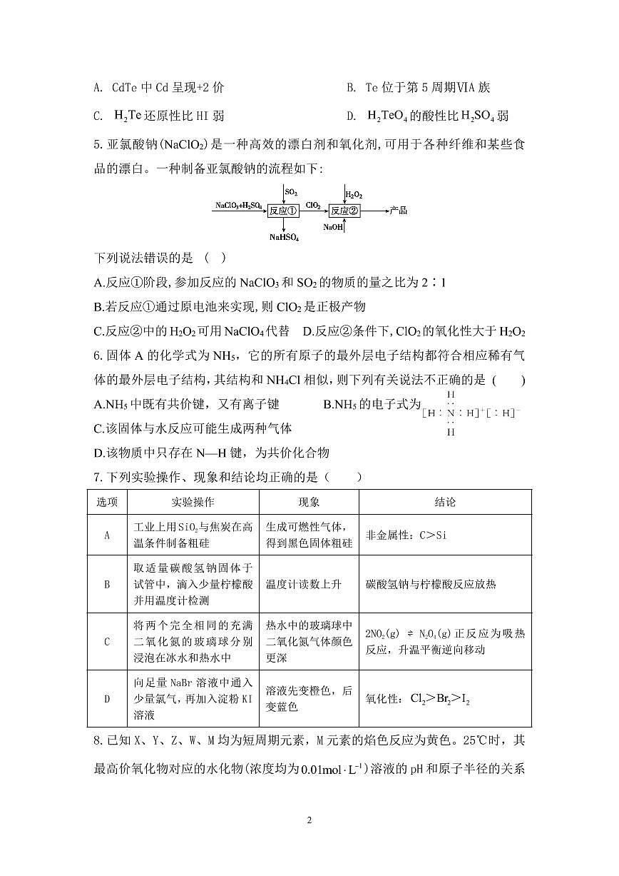 新泰一中北校高一下学期期中考试化学试题第2页