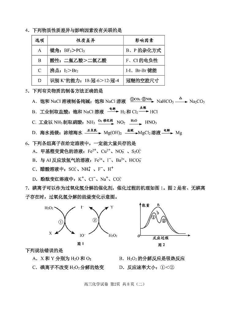 天津市河西区2025届高三下学期二模考试化学试卷 天津市河西区2025届高三下学期二模考试化学试卷第2页