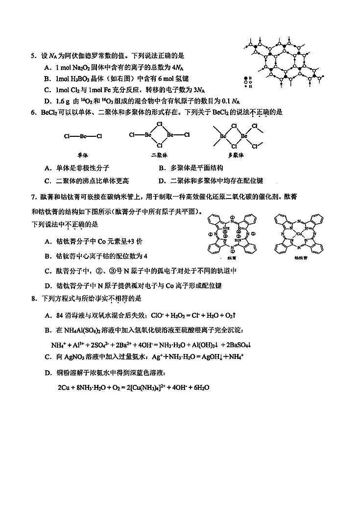2025北京十一学校高一（下）期中真题化学（IIIA）试卷第2页