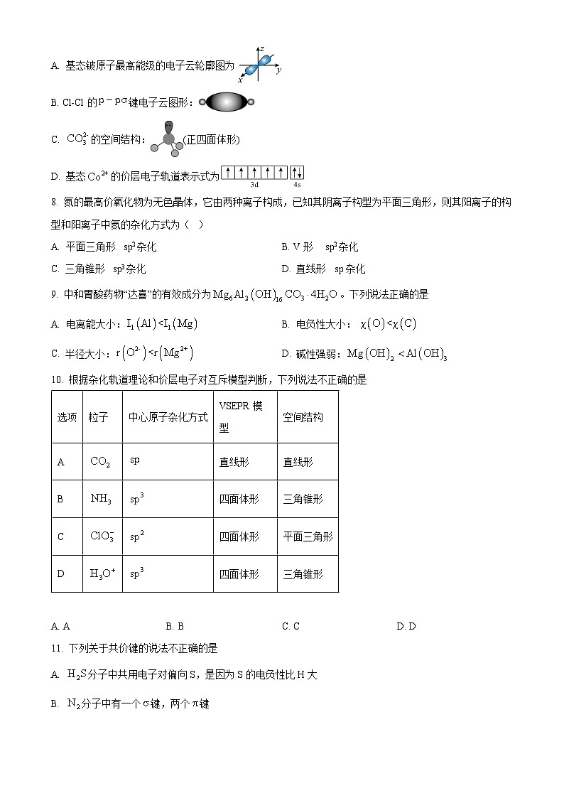 安徽省合肥市第二中学2024-2025学年高二下学期3月月考化学试题（原卷版+解析版）第2页
