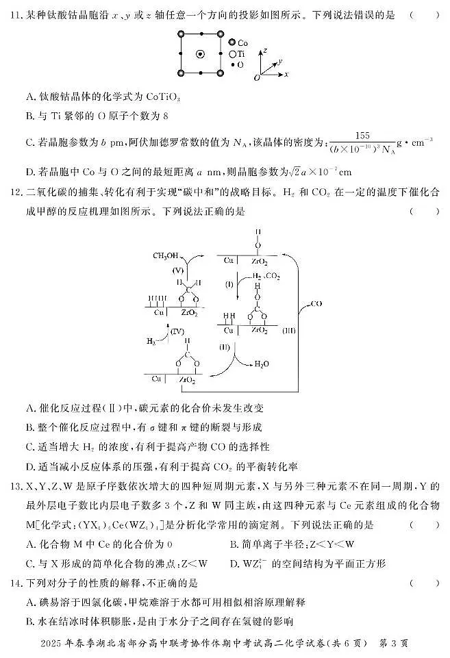 湖北省部分高中联考协作体2024-2025学年高二下学期期中考试化学试题（含答案）第3页