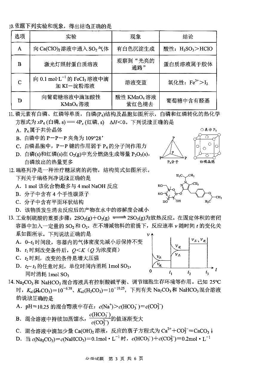 海南省海口市2024届高三上学期1月摸底考试（海口一模）化学试卷（含答案）第3页