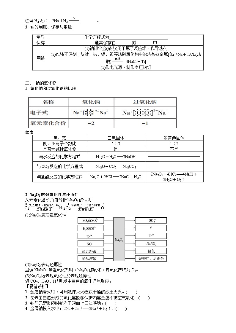 第7讲　钠及其化合物 学案（含答案）2026届高三化学一轮总复习第2页