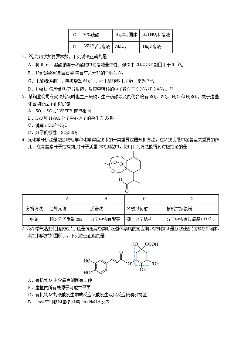 2025年高考第二次模拟考试卷：化学（安徽卷）（考试版）第2页