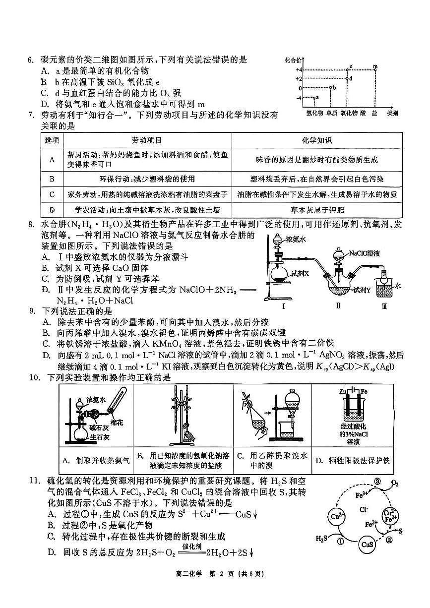 广东省深圳外国语学校2024-2025学年高二下学期期中考试 化学试题（图片版，含答案）第2页