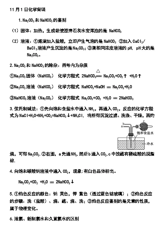 课前知识点背诵 学案-河南省高一上学期化学第1页