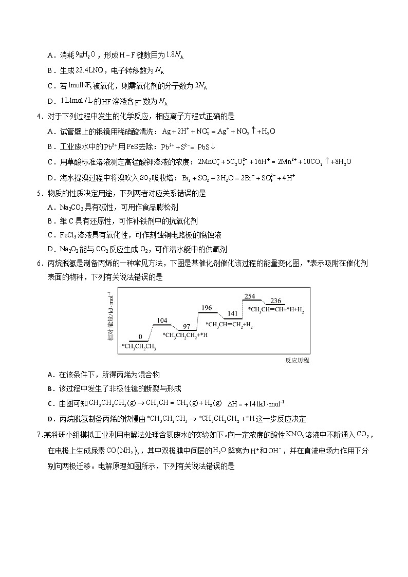 2025年高考第三次模拟考试卷：化学（河北卷）（考试版）第2页