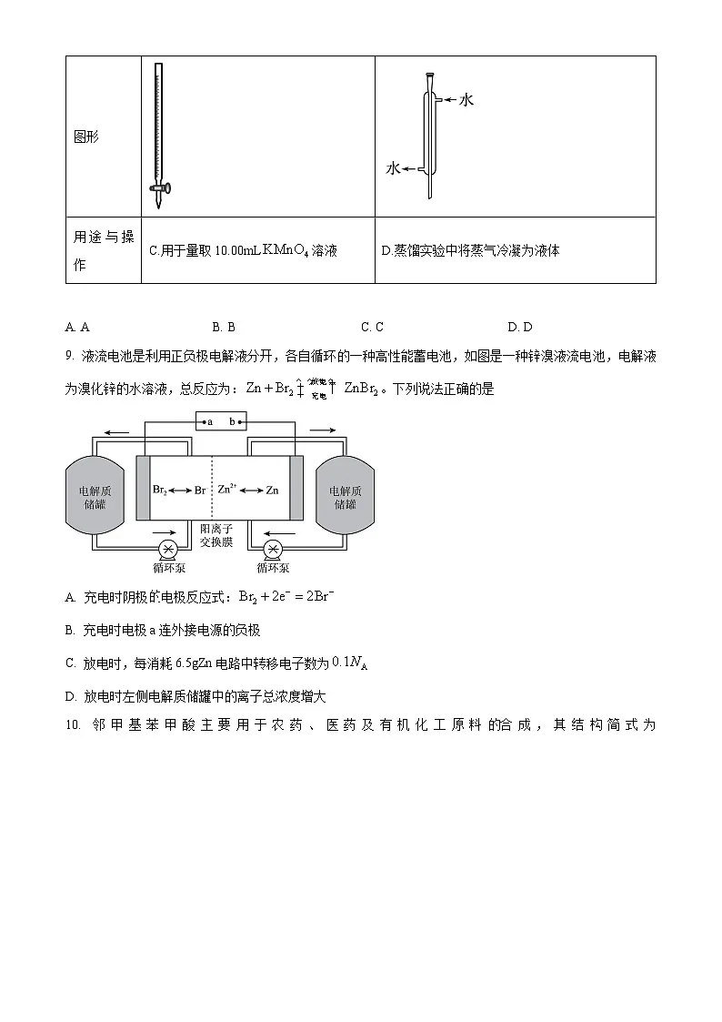天津市部分区2025届高三下学期质量调查（一）化学试卷 Word版无答案第3页