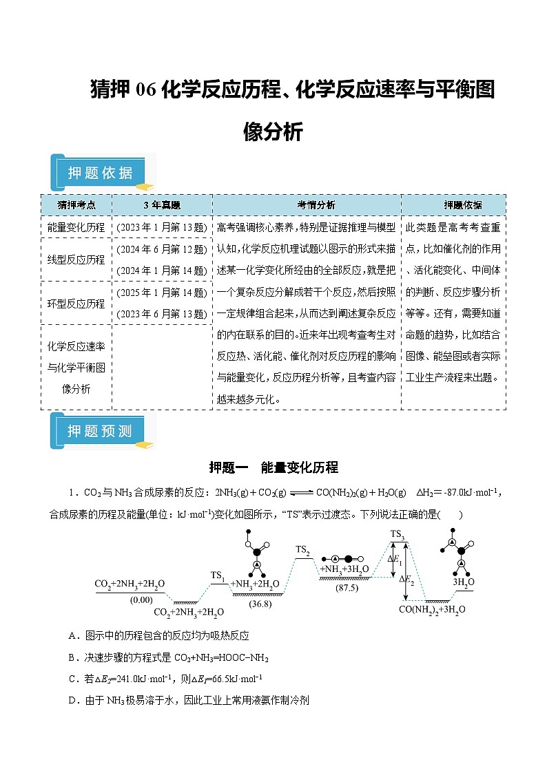 备战2025年高考化学抢押秘籍（浙江专用）猜押06化学反应历程、化学反应速率与平衡图像分析（学生版）第1页