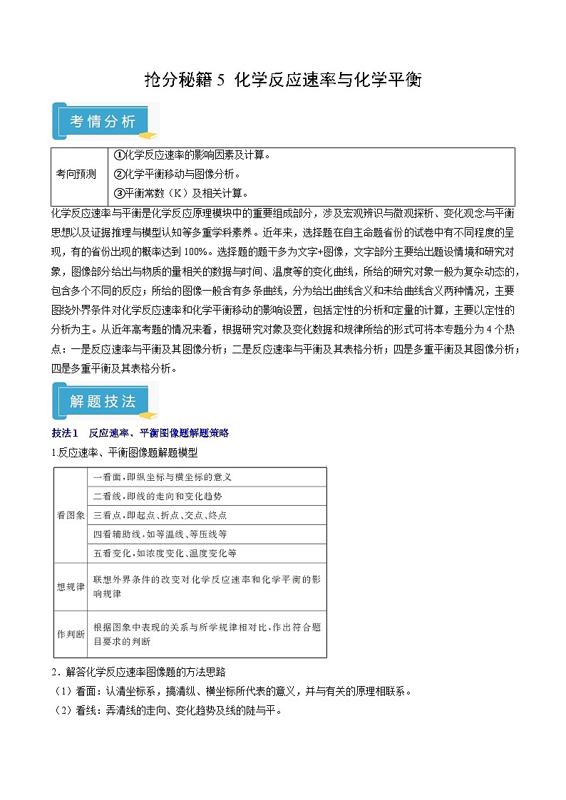 备战2025年高考化学抢押秘籍（江苏专用）抢分秘籍5化学反应速率与化学平衡（教师版）第1页