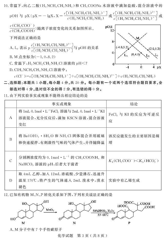 山东省（济宁市、枣庄市）高考模拟考试化学第3页