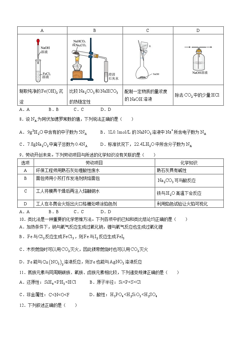 广东省汕头市金山中学2023-2024学年高一上学期期末考试 化学试题（含答案）第2页